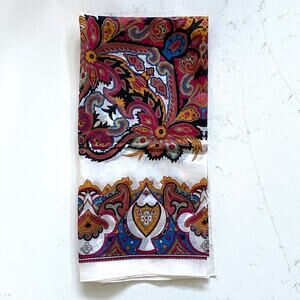 Ginnie Johansen 27" Multicolor Floral Print Cotton‎ Square Scarf PRISTINE!